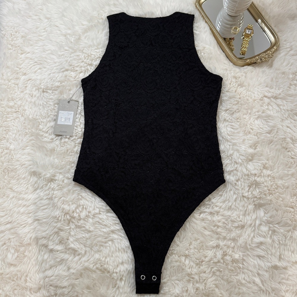 Thalia Sodi Womens Black Floral Lace Sleeveless Bodysuit TAUP0336 Size S - Picture 6 of 6